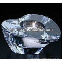 Support transparent de bougie de cristal de coeur en cristal pour des faveurs de mariage